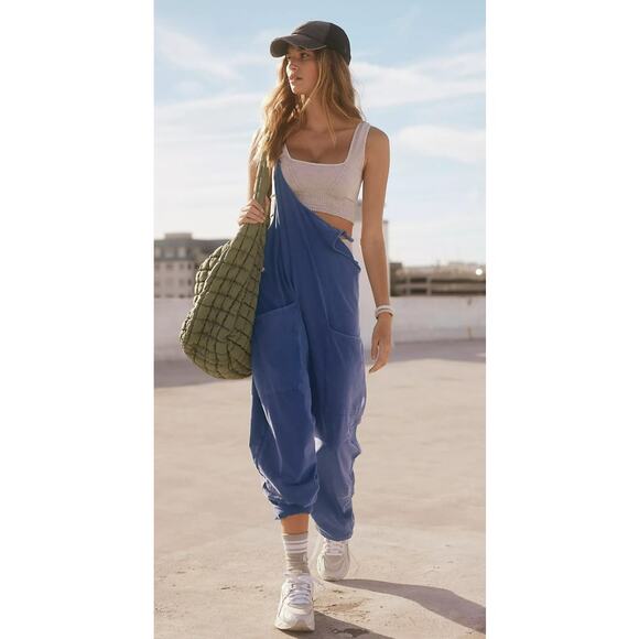 Free People Hot Shot Onesie- Navy Oversized Harem Romper - Size Small - Picture 3 of 7